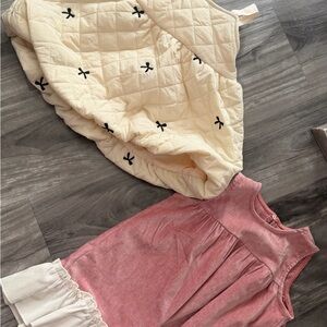 Pink and Cream Baby Dress with Quilted Blanket